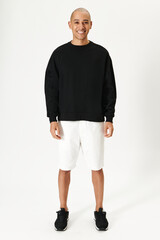 Fototapeta premium Happy man in a black sweatshirt mockup