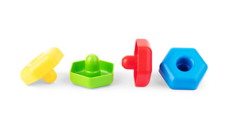 children's toys on a colored background. A place to insert text, minimalism. Baby background.