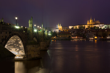 Fototapeta premium Charles Bridge at night, Prague
