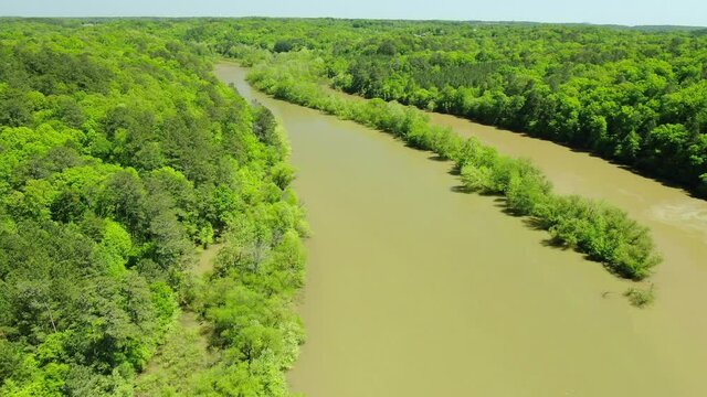 Etowah River At Flood Level In Canton, Georgia Near Atlanta