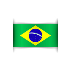 Brazil flag. Realistic Brazil flag. Horizontal banner. Isolated on a white background. Vector illustration.