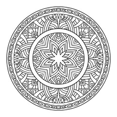 Detailed mandala rounded ornament for carpet design