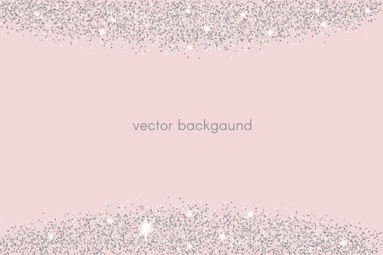 Sparkling Falling Silver Dust.Vector Horizontal Background With Glitter And Space For Text.	
