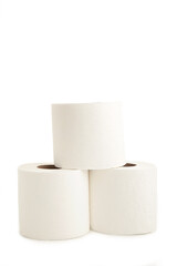 Toilet paper close-up isolated on white background