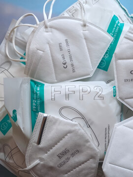 Packages of FFP2 protection masks against Covid-19