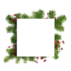 Fototapeta na wymiar Christmas card and decor on white