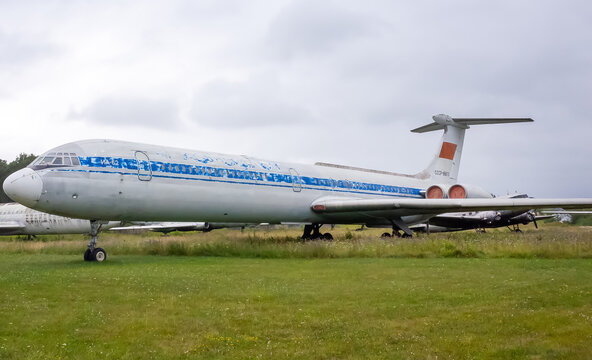 July 18, 2018, Moscow region, Russia. Soviet long-haul passenger aircraft Ilyushin Il-62 at the Central Museum of the Russian Air Force in Monino.