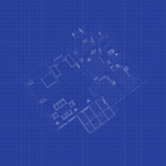 3D floor plan. Vector blueprint. Apartment interior. Architectural 3D design.