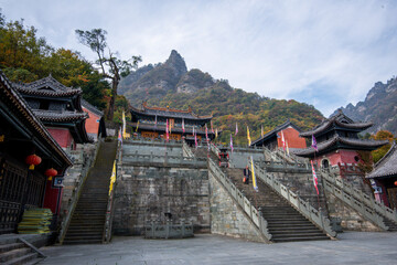 Fototapeta premium Street view local visitor and tourist Wudang shan Mountains.