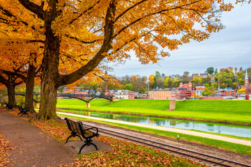 Historical Galena Town view at Autumn in Illinois of USA