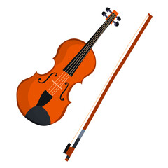 Fototapeta premium Flat violin on white background.