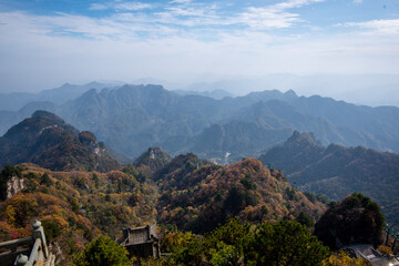 High view of Golden Palace (Palace of Harmony) is located on the highest peak in Wudang.