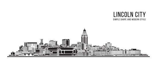 Cityscape Building Abstract Simple shape and modern style art Vector design -  Lincoln city