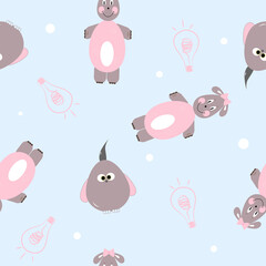 seamless pattern for the design of children's things. pattern for fabric and notebooks. cute sheep and birds on the pattern.