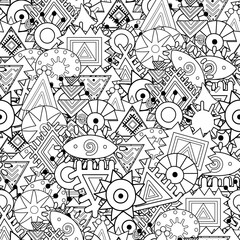 Black and white abstract ornament seamless pattern. Coloring page
