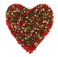 red peppercorns isolated on white background