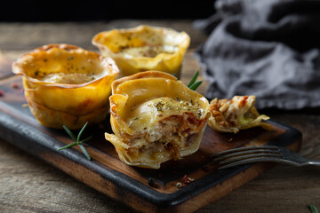 Pies with meat and cheese