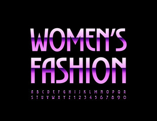 Fototapeta na wymiar Vector glamour logo Womens Fashion. Elegant stylish Font. Chic Alphabet Letters and Numbers