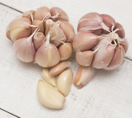 Garlic on wooden