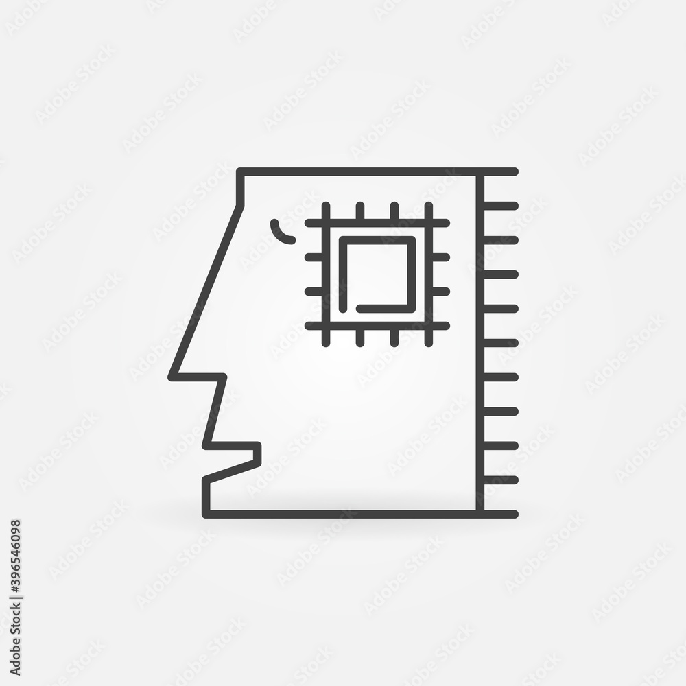 Poster abstract human head with microchip vector thin line concept icon or design element