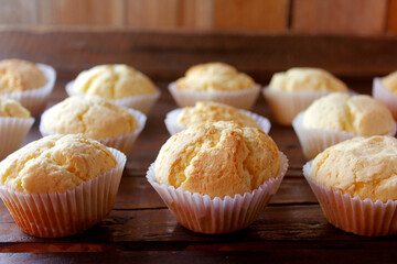 Brevidade is a traditional Brazilian sweet cake made from cassava starch on a rustic wooden table