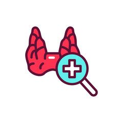 Examination thyroid gland color line icon. Isolated vector element.