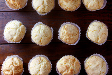 Brevidade is a traditional Brazilian sweet cake made from cassava starch on a rustic wooden table