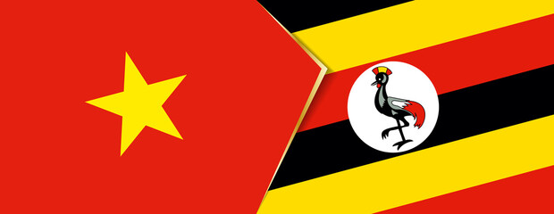 Vietnam and Uganda flags, two vector flags.