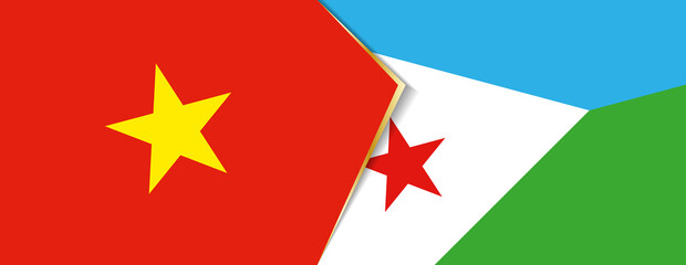 Vietnam and Djibouti flags, two vector flags.