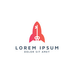 rocket and key negative space logo design