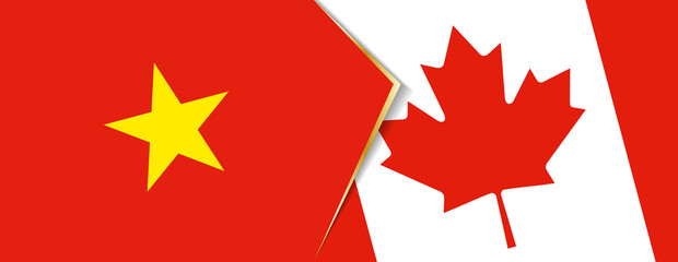 Vietnam and Canada flags, two vector flags.