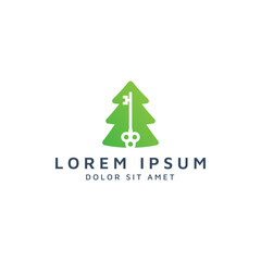 Fototapeta premium tree and key negative space logo design