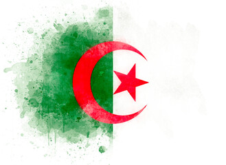 Flag of Algeria, watercolor illustration