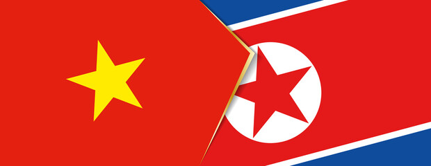 Vietnam and North Korea flags, two vector flags.