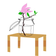 Image art on the table with white background