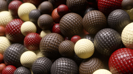 Abstract random appearance of spheres interacting with each other. Motion concept. 3d illustration