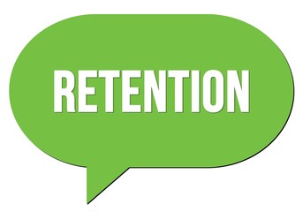 RETENTION text written in a green speech bubble
