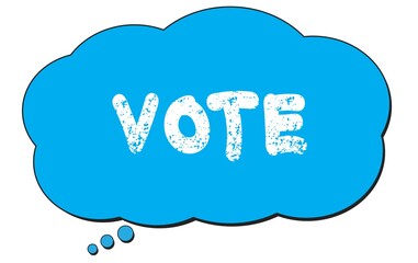 VOTE text written on a blue thought bubble.