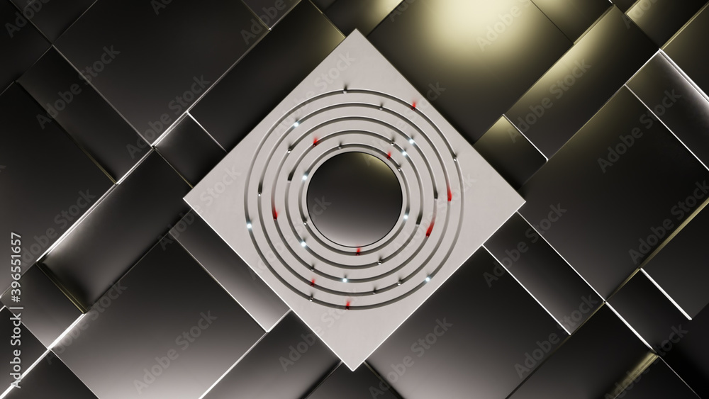 Aufkleber abstract business background. different spheres move in a circle in the center. technological concep