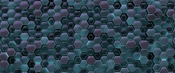 Green glowing cells. Futuristic abstract background.