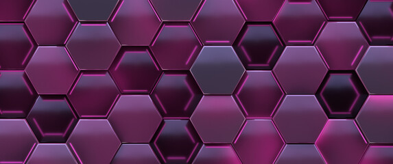 Pink glowing cell. Tech abstract background.