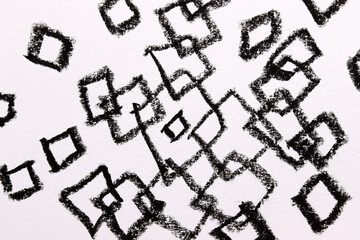 close-up black and white background hand painting