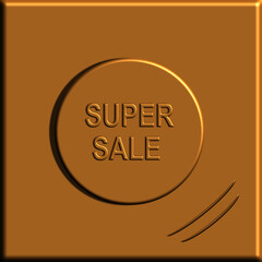 Super sale.Big size golden banner.Vector illustration for design.