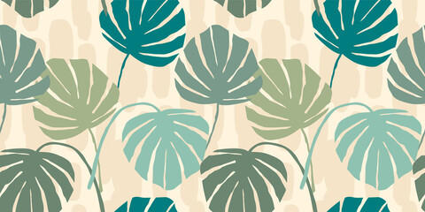Artistic seamless pattern with abstract leaves. Modern design for paper, cover, fabric, interior decor and other