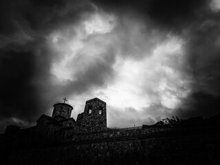 Old stone  orthodox monastery and church 