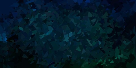 Dark blue, green vector polygonal backdrop.
