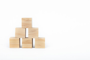 Wooden block as step ladder. Ladder career path concept to business growth success process, Copy space.
