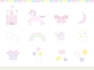 お城とユニコーンのファンシーイラスト　セット © SENRYU