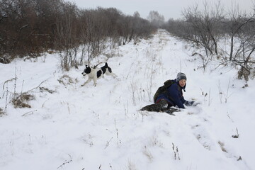 person walking in snow