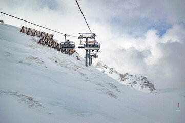 Cable car in ski resort Ski Arlberg 